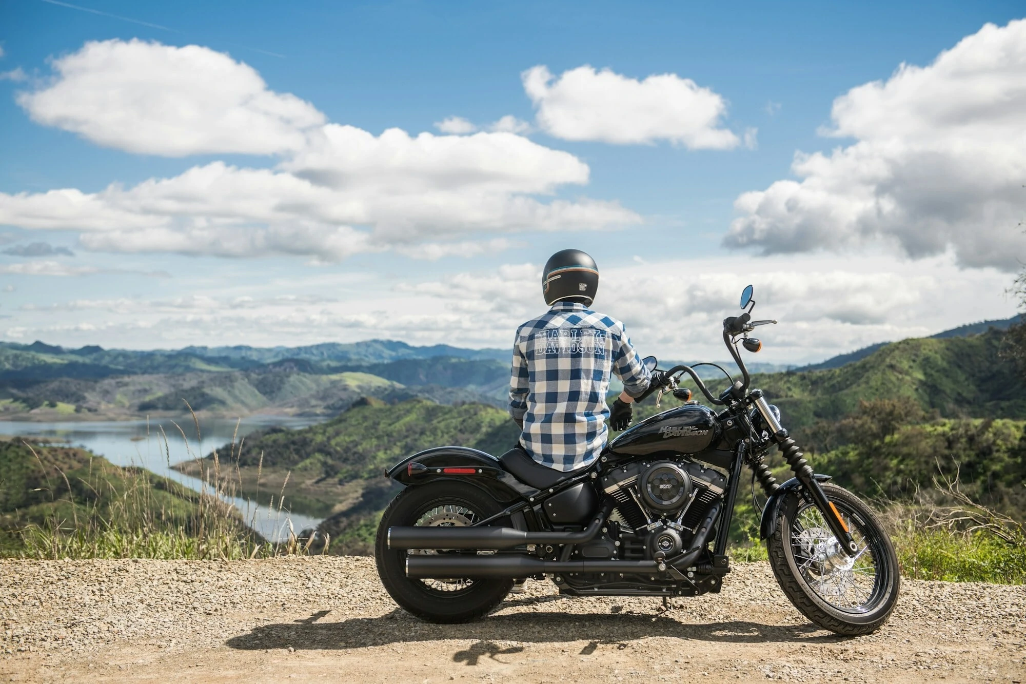 Motorcyclist with a beautiful view